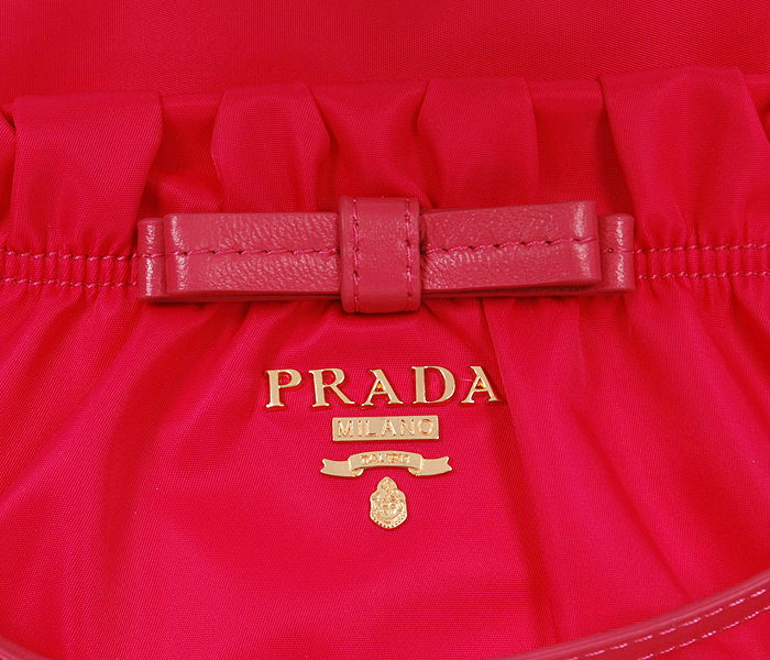 2014 Prada fabric shoulder bag BN1560 rosered - Click Image to Close